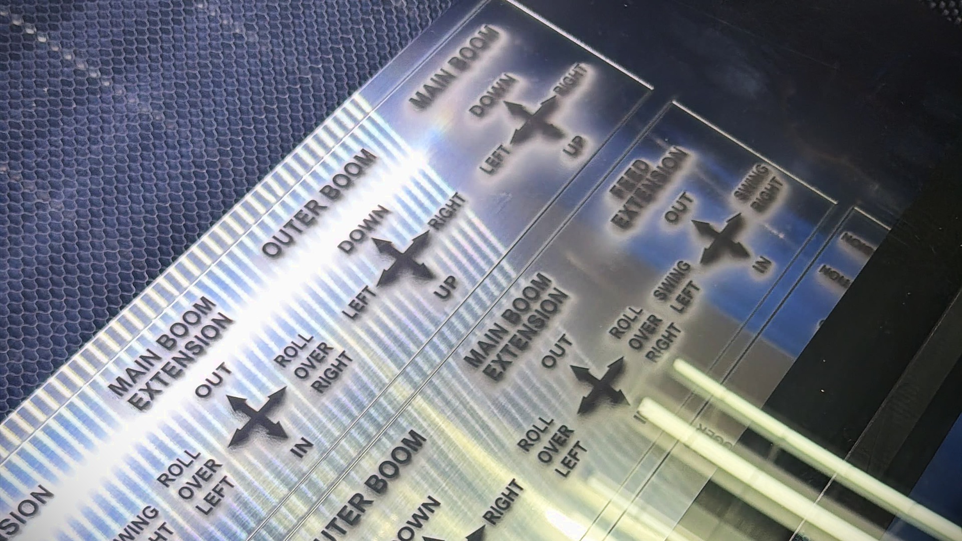 Laser-engraved equipment control plates